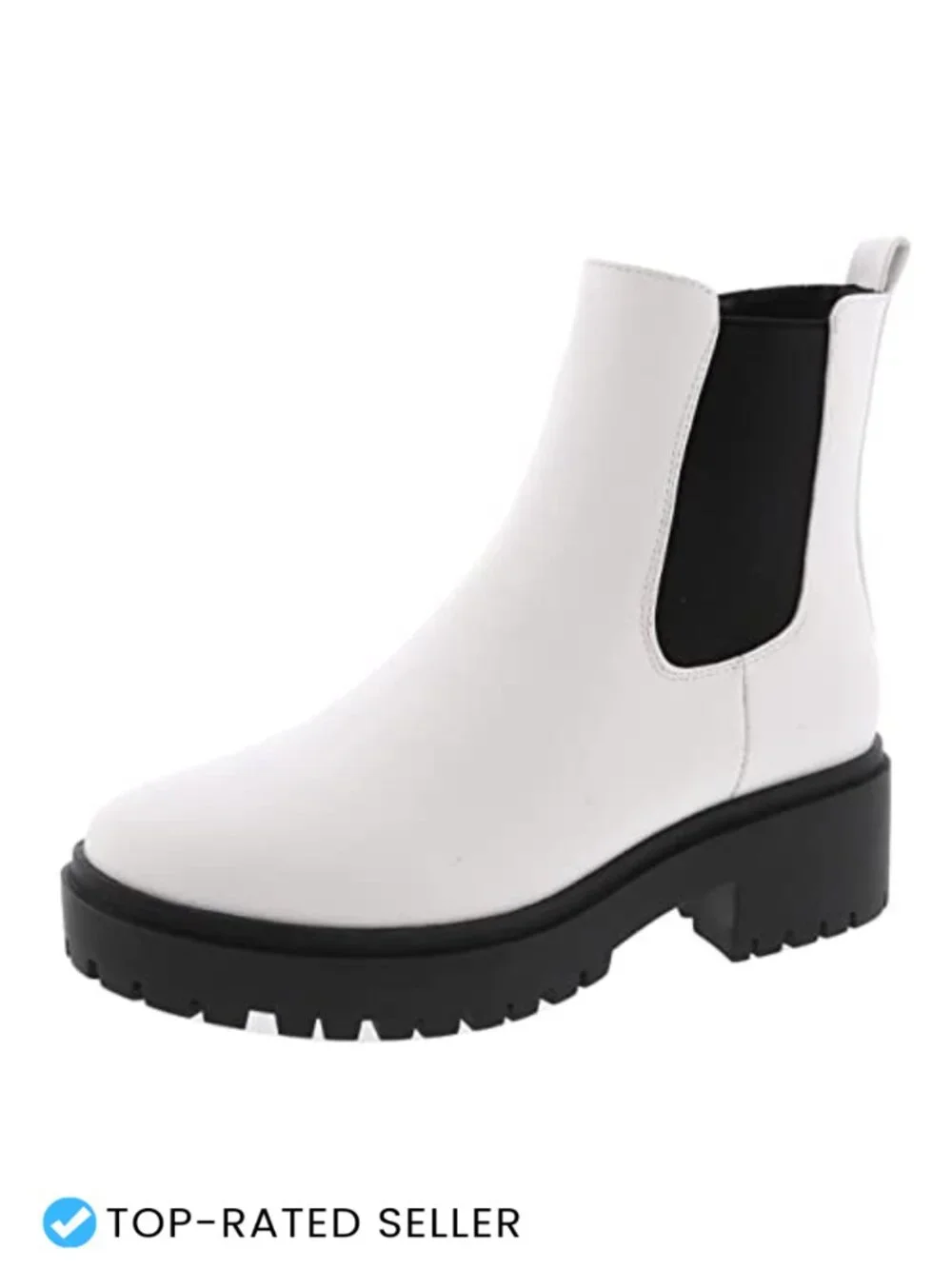 Women's Faux Leather Chelsea Ankle Bootie with Chunky Heel